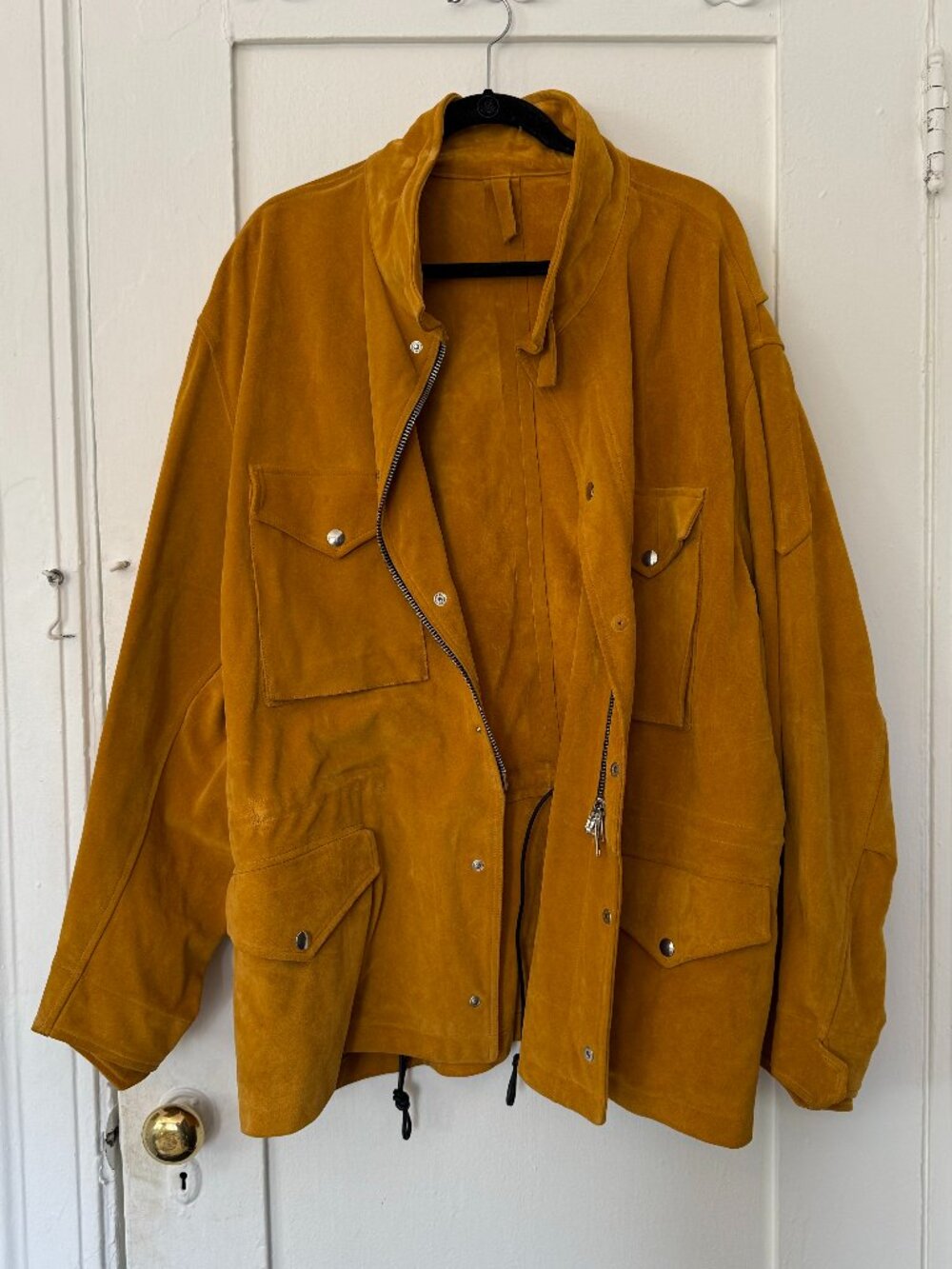 Heavyweight Suede Military Jacket in Mustard